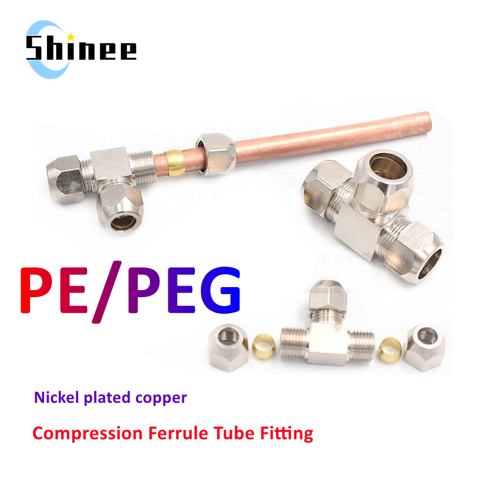 Compression Fitting Brass - 1PCS Conexões Pneumáticas Latão T Tipo