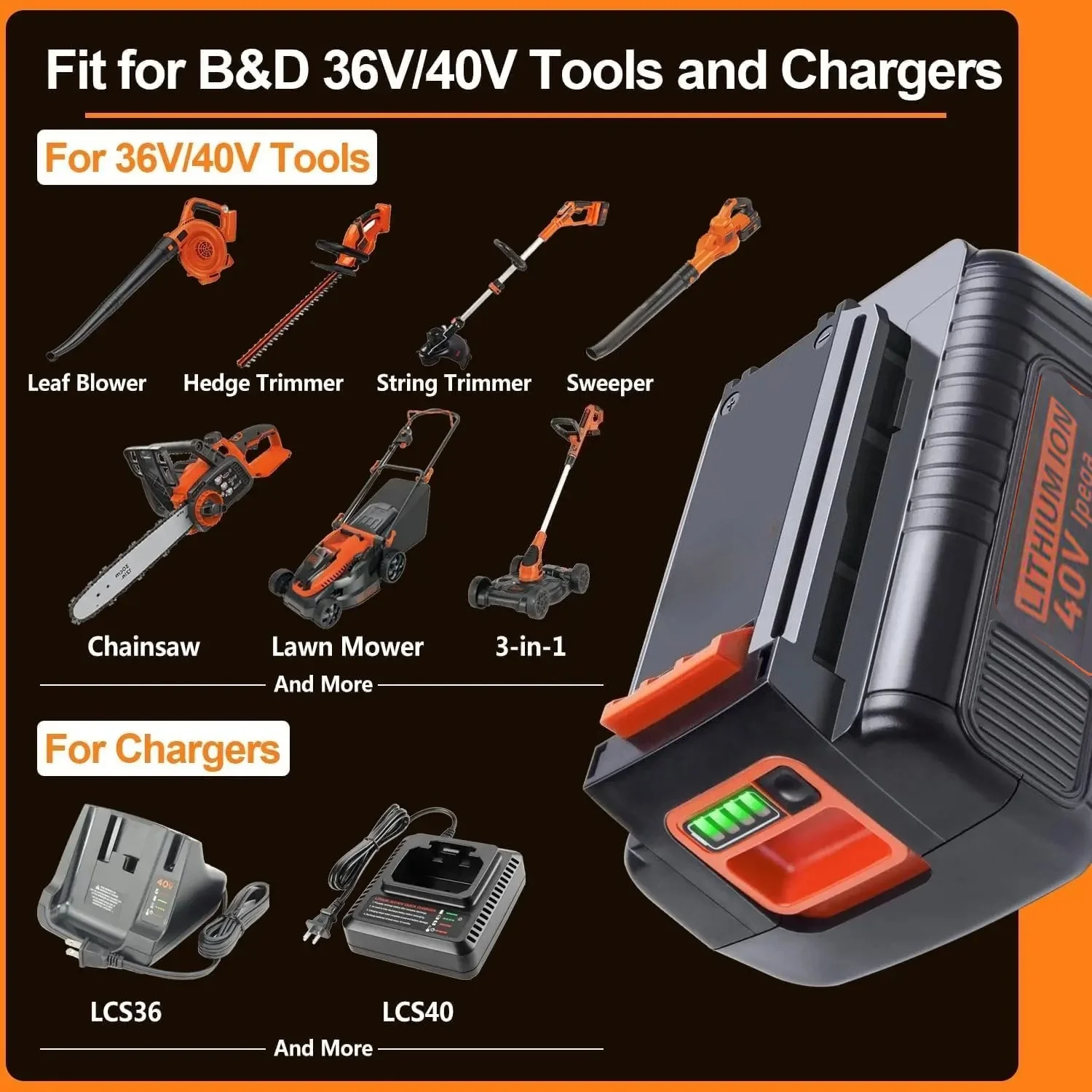 Bateria de Íon de Lítio 40V 40 - Black+Decker Tool Cordless avaliação e preço